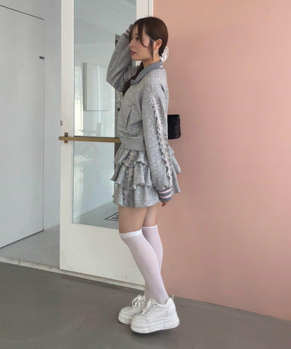 NICE CLAUP 閃亮Logo高領拉鍊夾克 運動外套 女 滌綸混紡