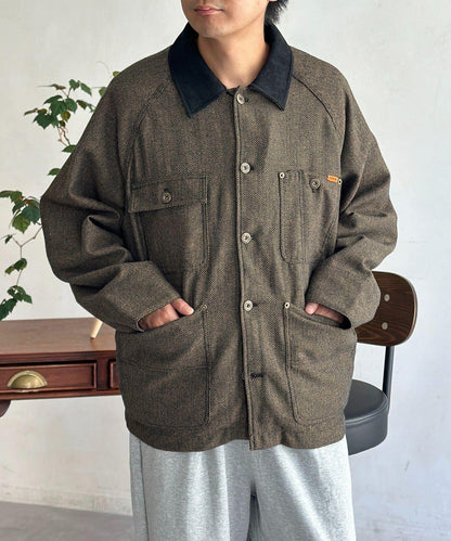 3WAYヘリンボーンカバーオール 馬甲套裝 夾克 外套 男女士