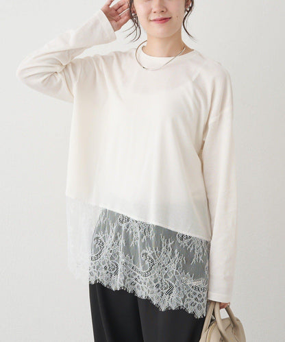 レースヘムシアーワッフルカットソー PUAL CE CIN