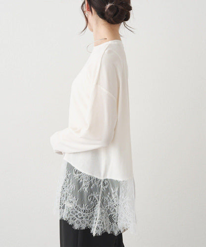 レースヘムシアーワッフルカットソー PUAL CE CIN