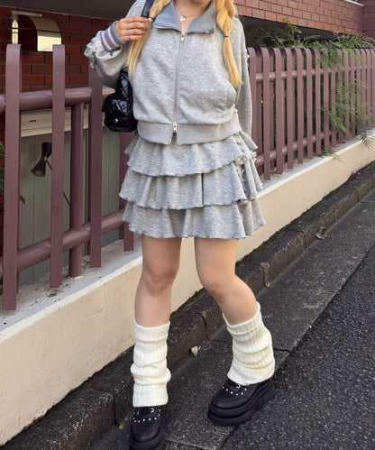 NICE CLAUP 閃亮Logo高領拉鍊夾克 運動外套 女 滌綸混紡