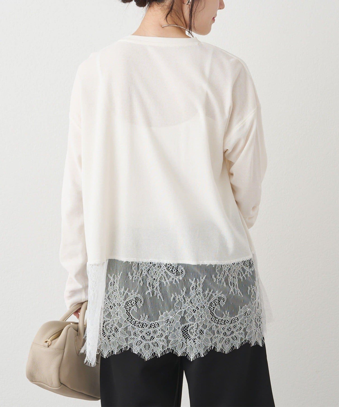 レースヘムシアーワッフルカットソー PUAL CE CIN