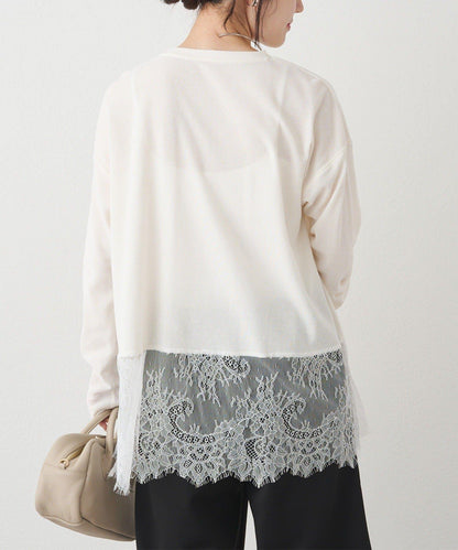 レースヘムシアーワッフルカットソー PUAL CE CIN