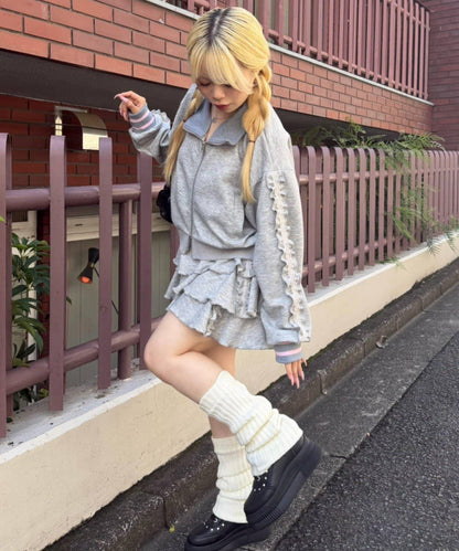NICE CLAUP 閃亮Logo高領拉鍊夾克 運動外套 女 滌綸混紡
