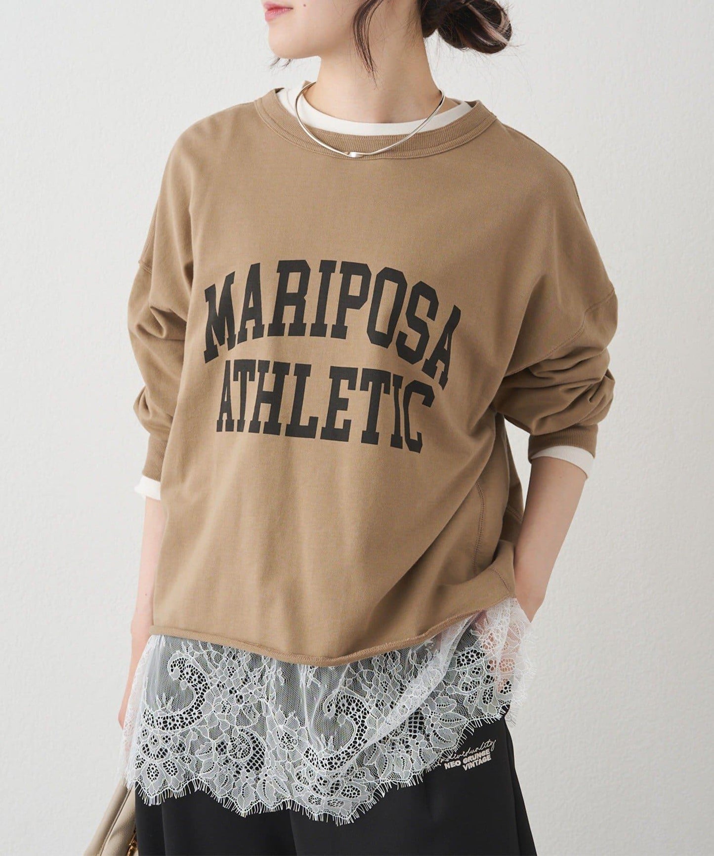 レースヘムシアーワッフルカットソー PUAL CE CIN