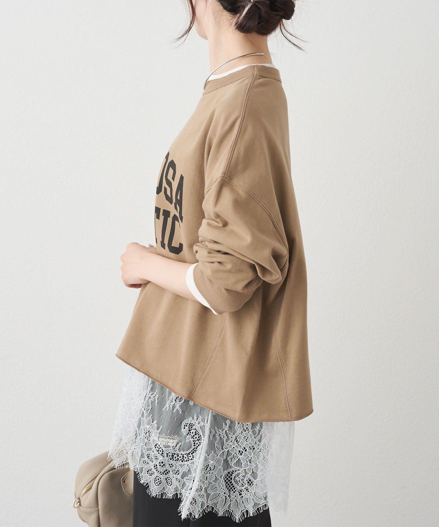 レースヘムシアーワッフルカットソー PUAL CE CIN