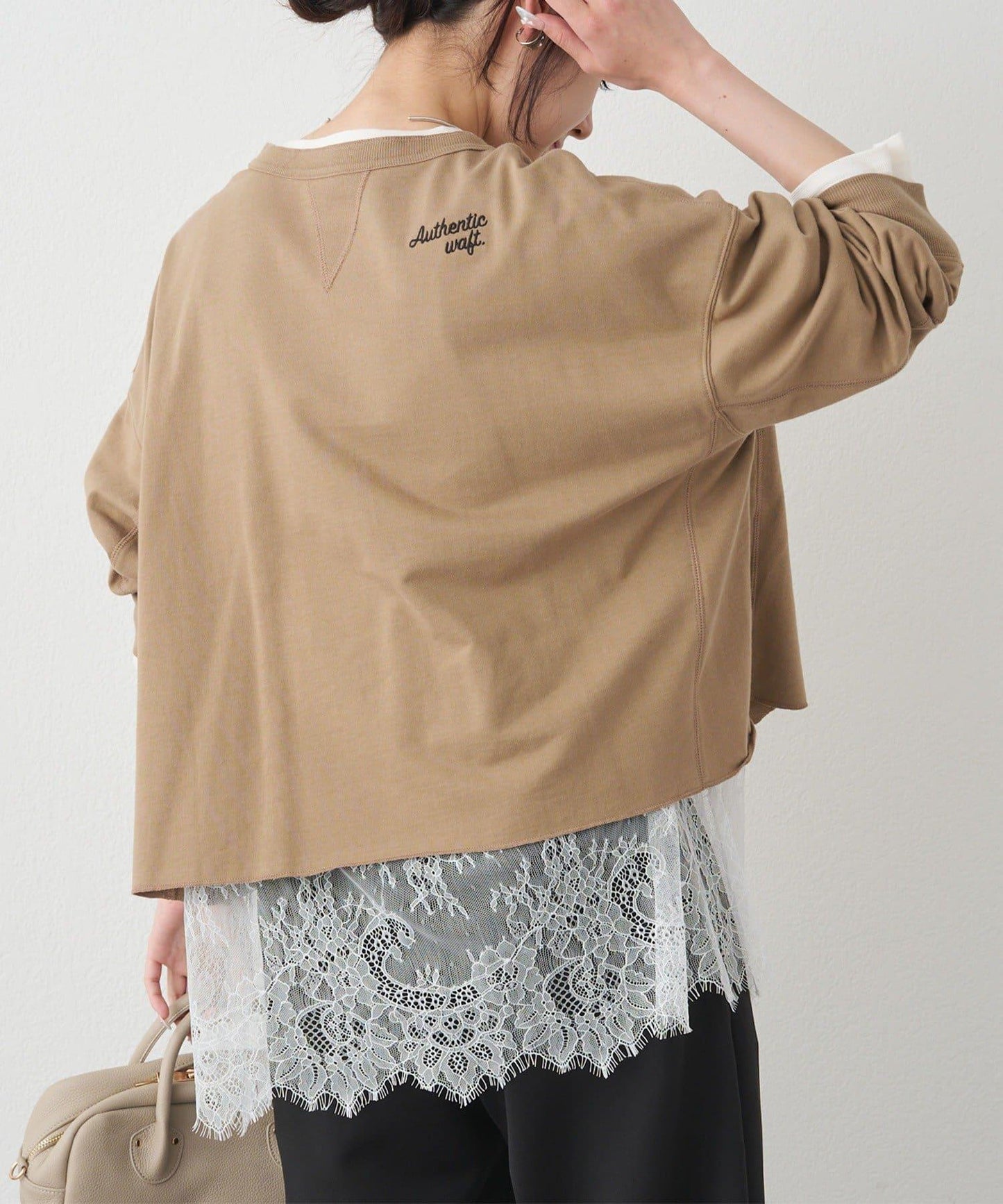 レースヘムシアーワッフルカットソー PUAL CE CIN
