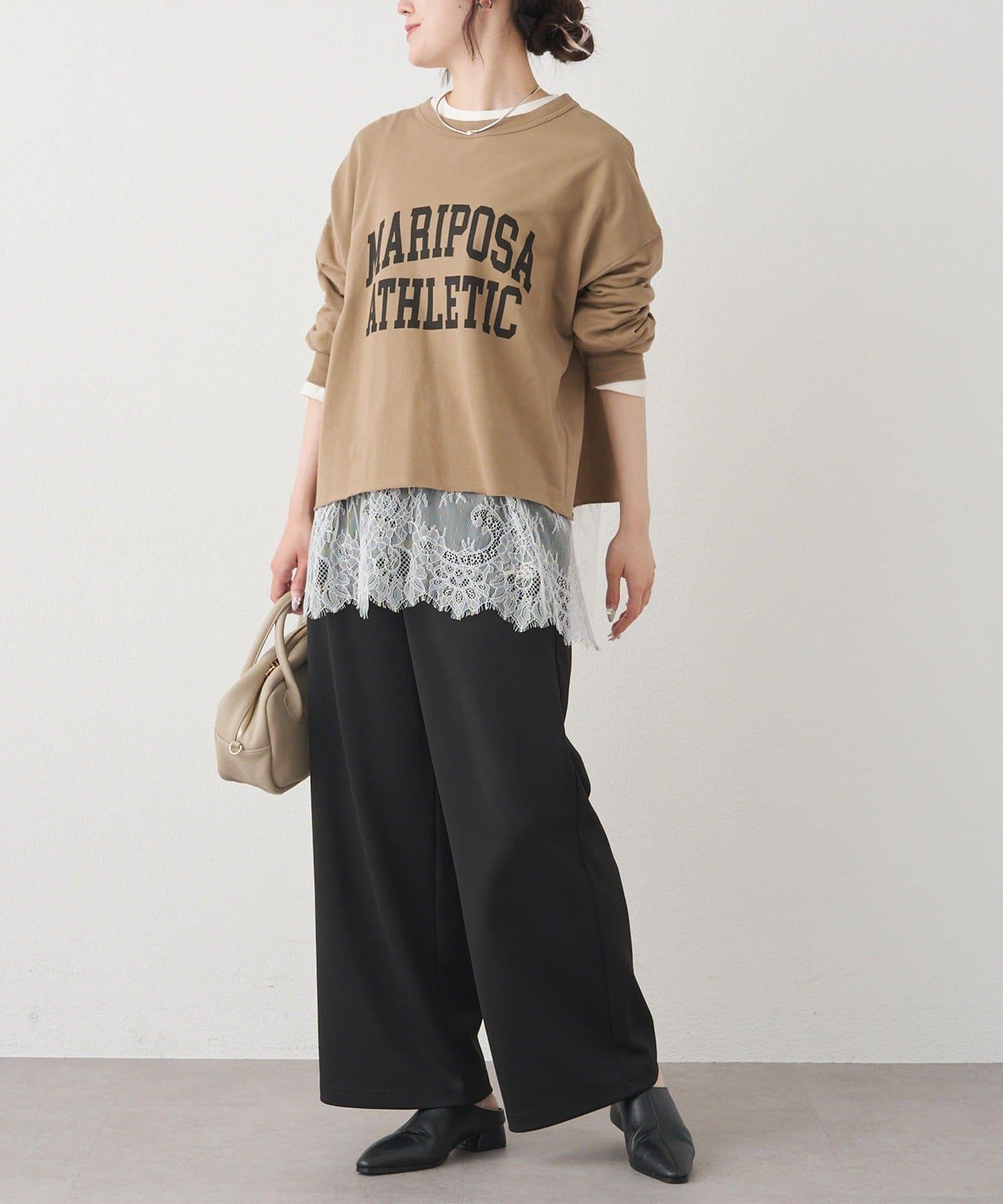 レースヘムシアーワッフルカットソー PUAL CE CIN