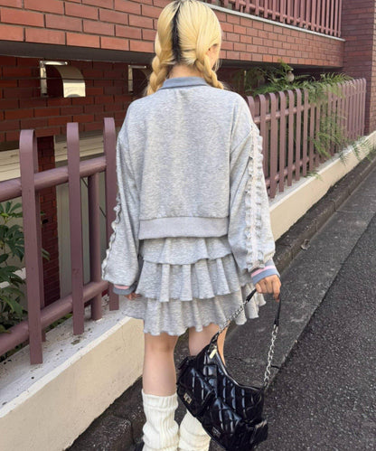 NICE CLAUP 閃亮Logo高領拉鍊夾克 運動外套 女 滌綸混紡