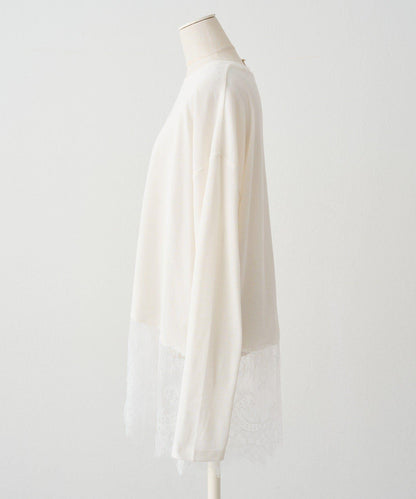 レースヘムシアーワッフルカットソー PUAL CE CIN