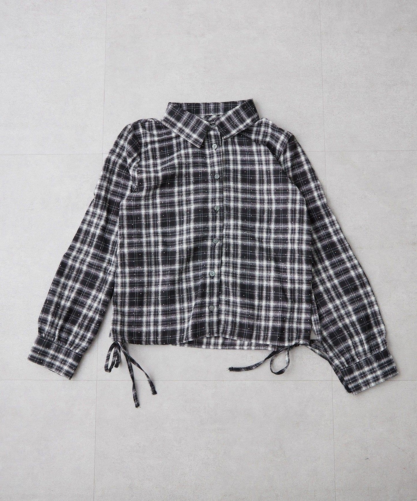 NICE CLAUP 閃亮格紋襯衫 2WAY 抽繩設計 休閒襯衫