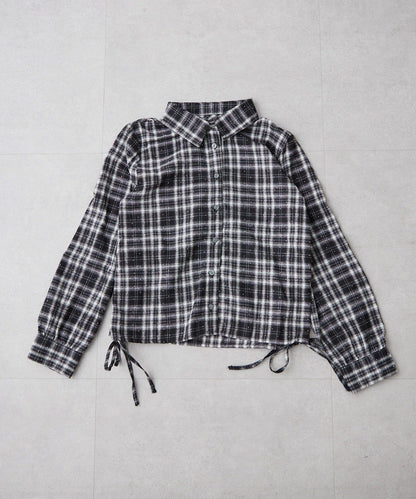 NICE CLAUP 閃亮格紋襯衫 2WAY 抽繩設計 休閒襯衫