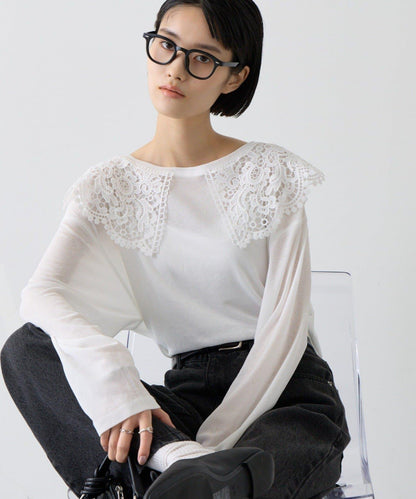 CIAOPANIC TYPY 蕾絲拼接透膚T恤 女 滌綸