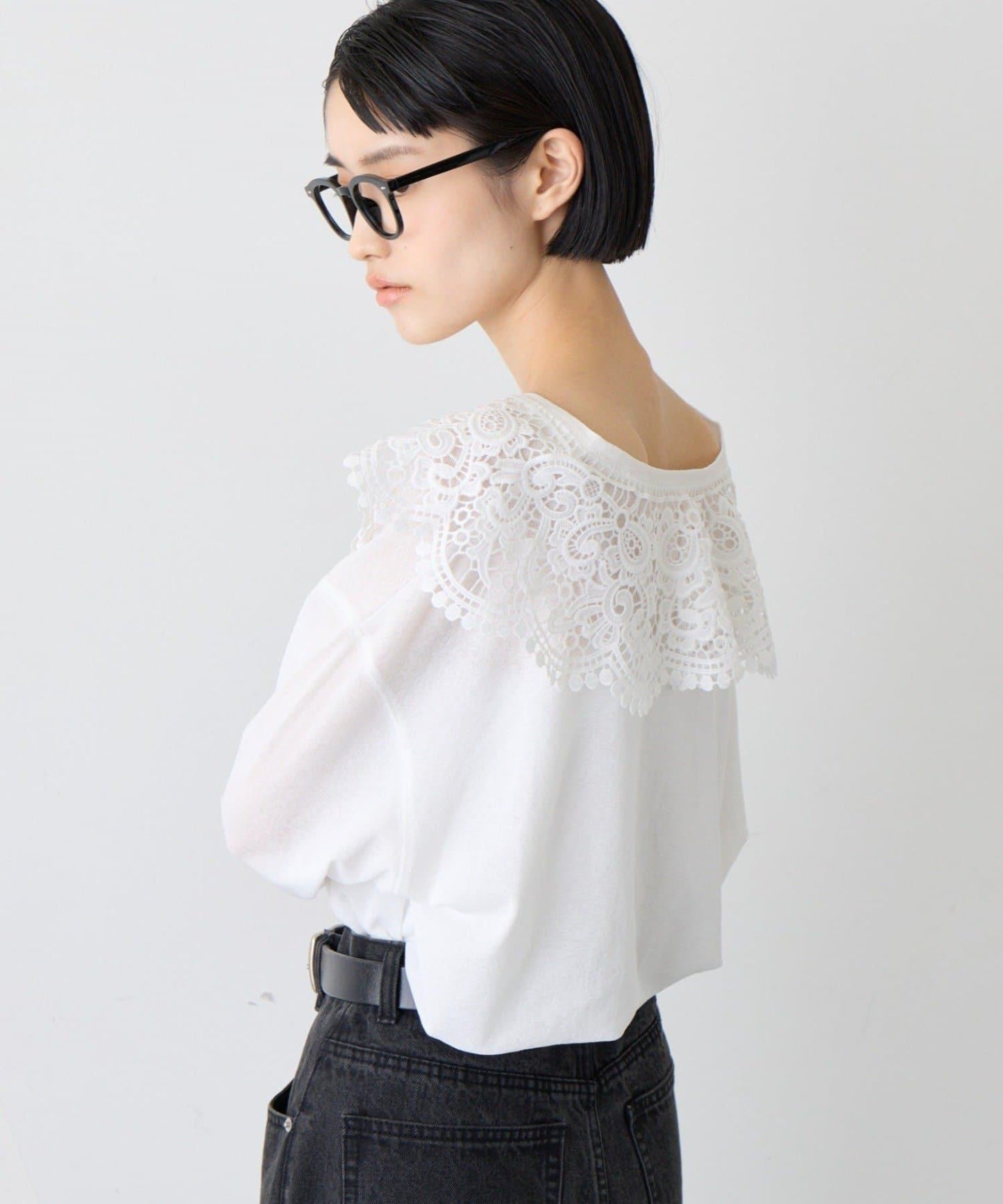 CIAOPANIC TYPY 蕾絲拼接透膚T恤 女 滌綸