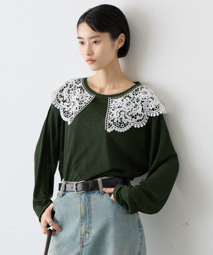 CIAOPANIC TYPY 蕾絲拼接透膚T恤 女 滌綸