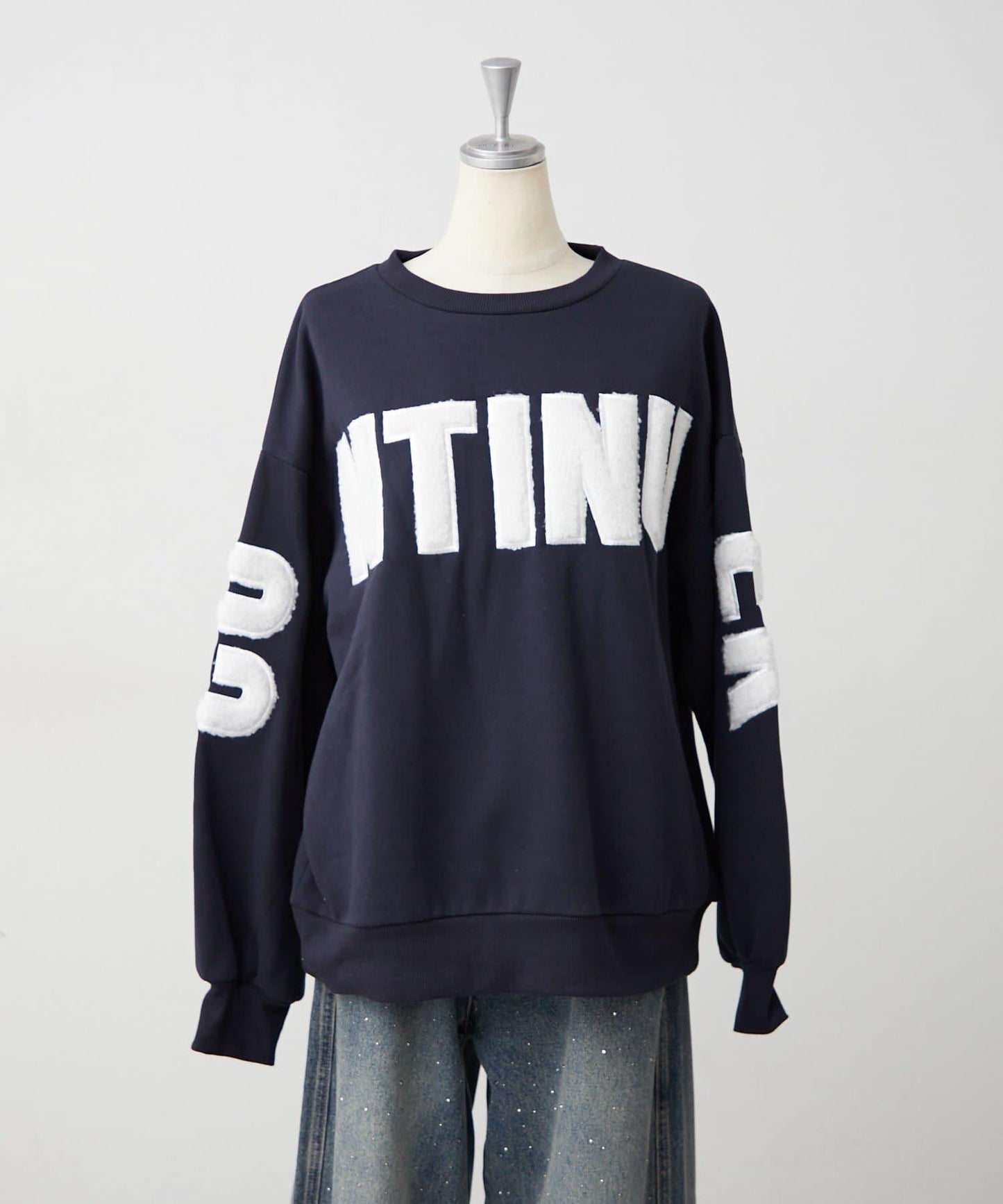 NICE CLAUP 拼色刺繡Logo套頭衛衣 女士 寬鬆套頭衫