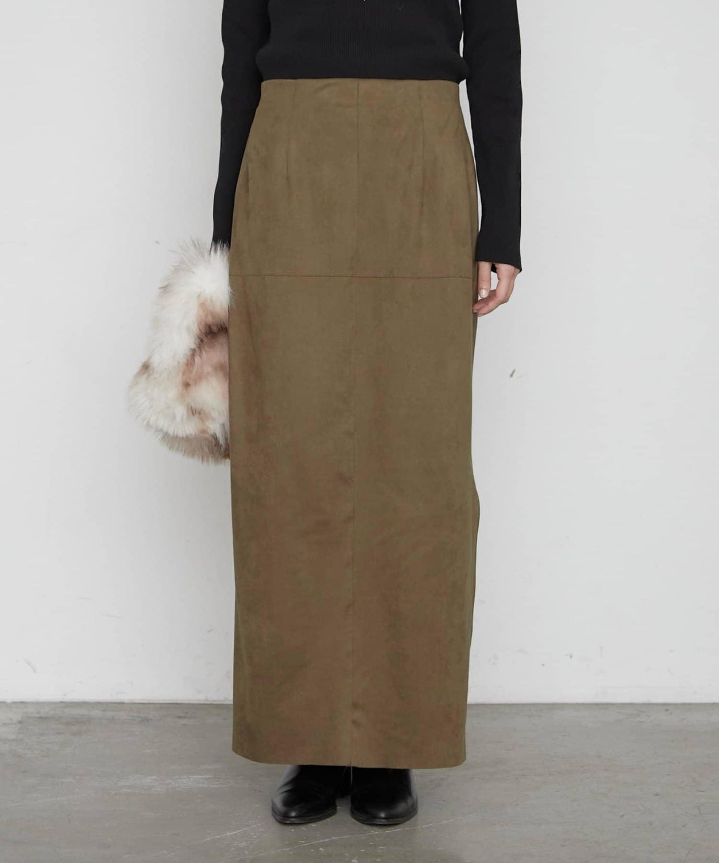 LOUNGEDRESS 仿麂皮 側開叉 窄身半裙