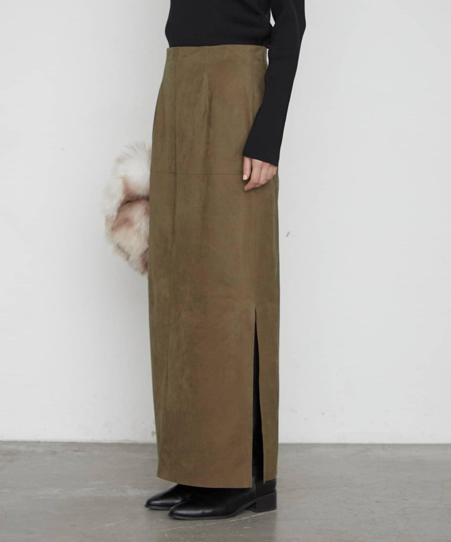 LOUNGEDRESS 仿麂皮 側開叉 窄身半裙