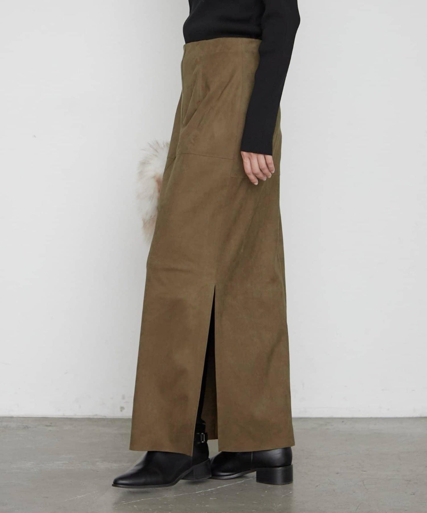 LOUNGEDRESS 仿麂皮 側開叉 窄身半裙