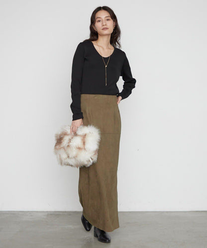 LOUNGEDRESS 仿麂皮 側開叉 窄身半裙