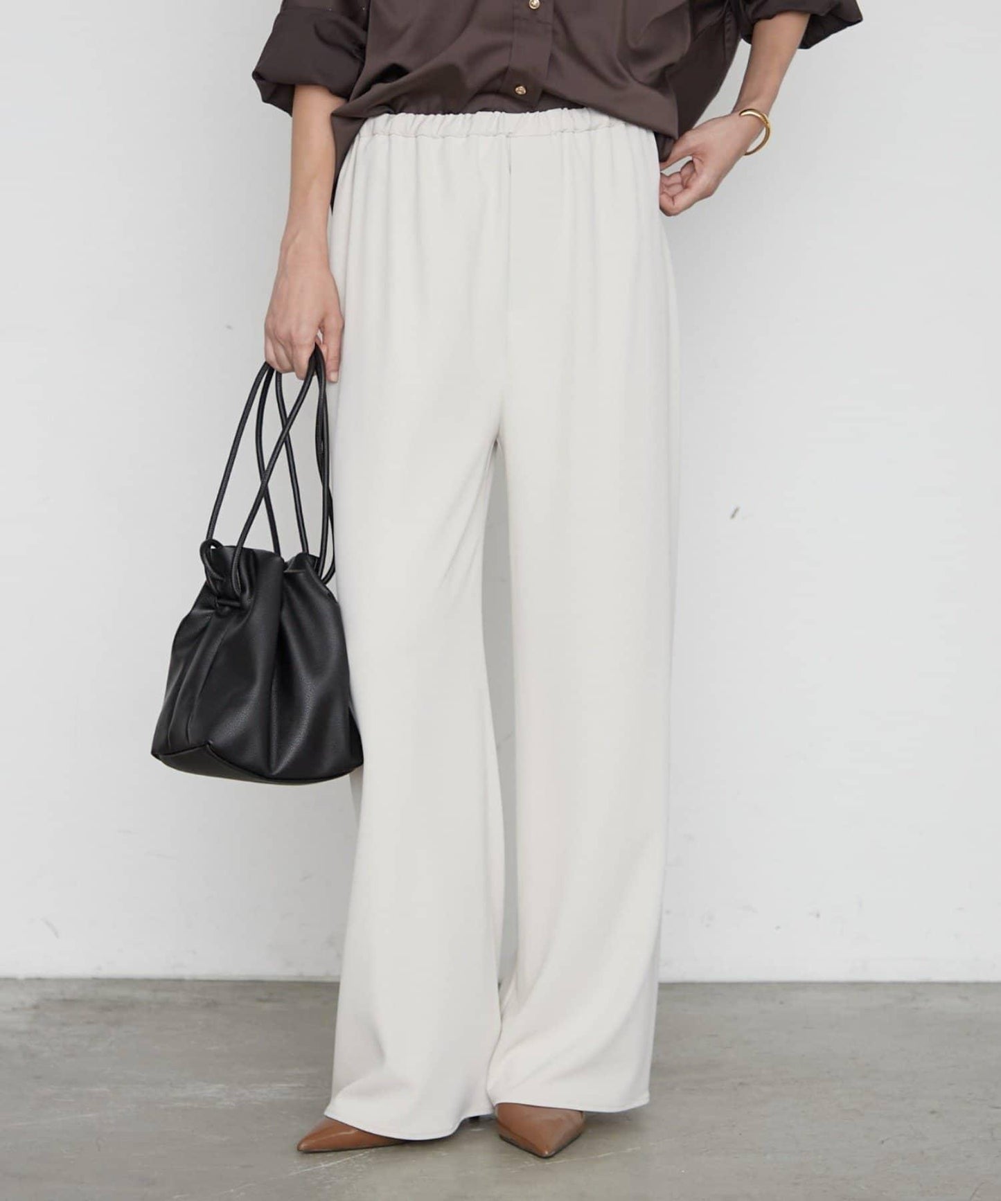 LOUNGEDRESS 4尺寸 羅紋腰頭 闊腿褲 聚酯纖維混紡 褲子