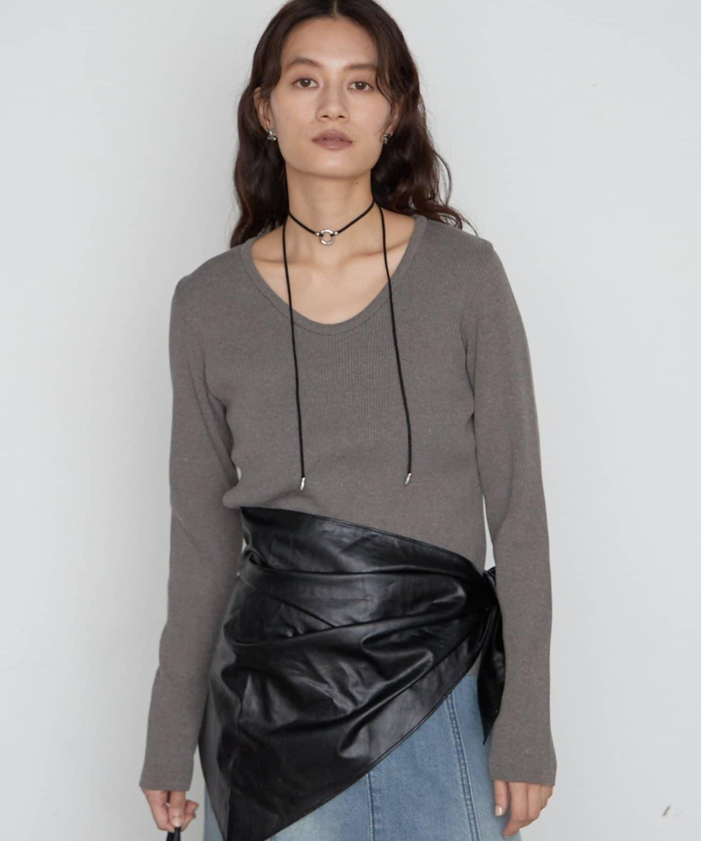 U領羅紋針織衫 細羅紋顯瘦 綿50%腈綸50% LOUNGEDRESS