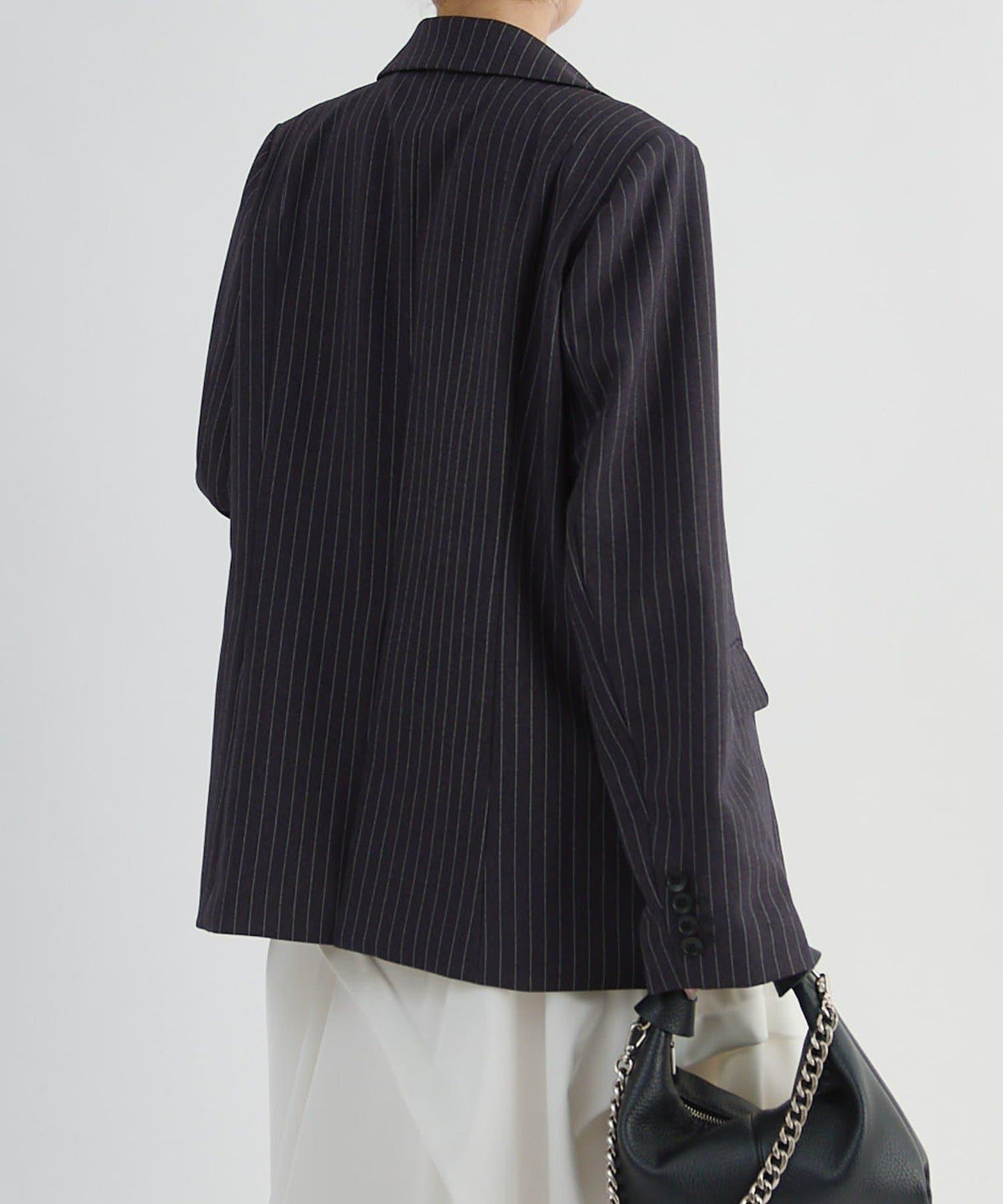 Lui's FEMME 26AW 條紋雙排扣西裝外套 聚酯纖維混紡 寬鬆廓形 テーラードジャケット
