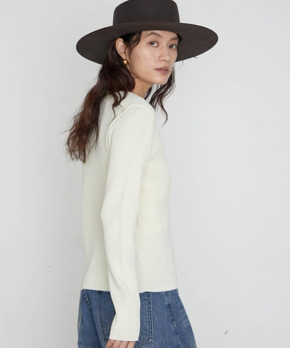 U領羅紋針織衫 細羅紋顯瘦 綿50%腈綸50% LOUNGEDRESS