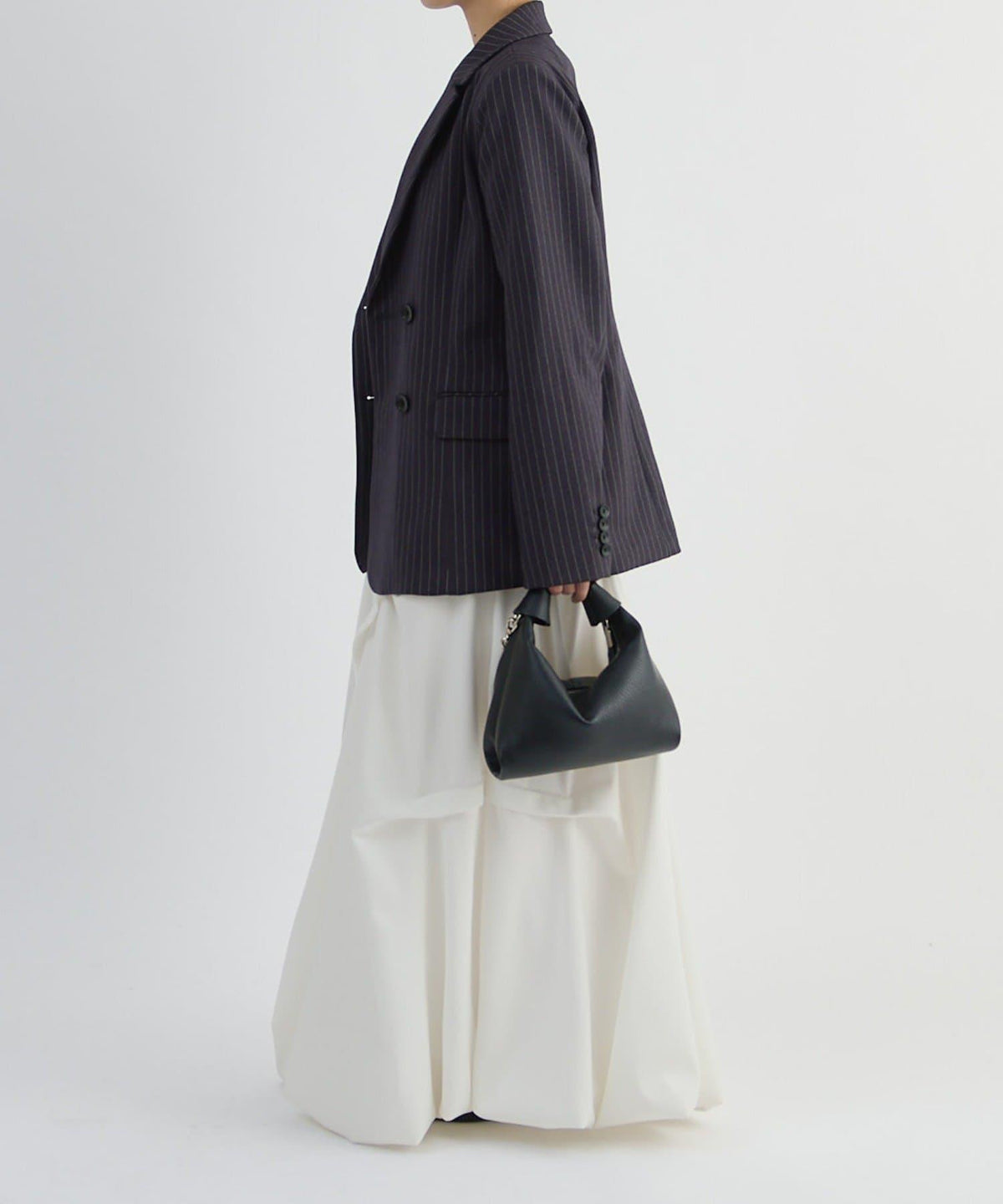 Lui's FEMME 26AW 條紋雙排扣西裝外套 聚酯纖維混紡 寬鬆廓形 テーラードジャケット
