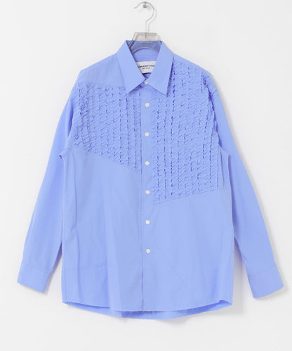 NOMARHYTHM TEXTILE 幾何拼貼荷葉邊襯衫