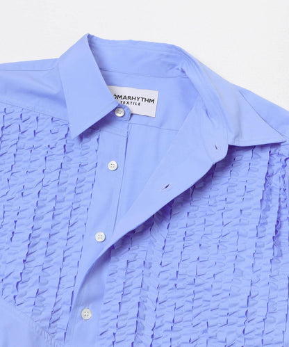 NOMARHYTHM TEXTILE 幾何拼貼荷葉邊襯衫
