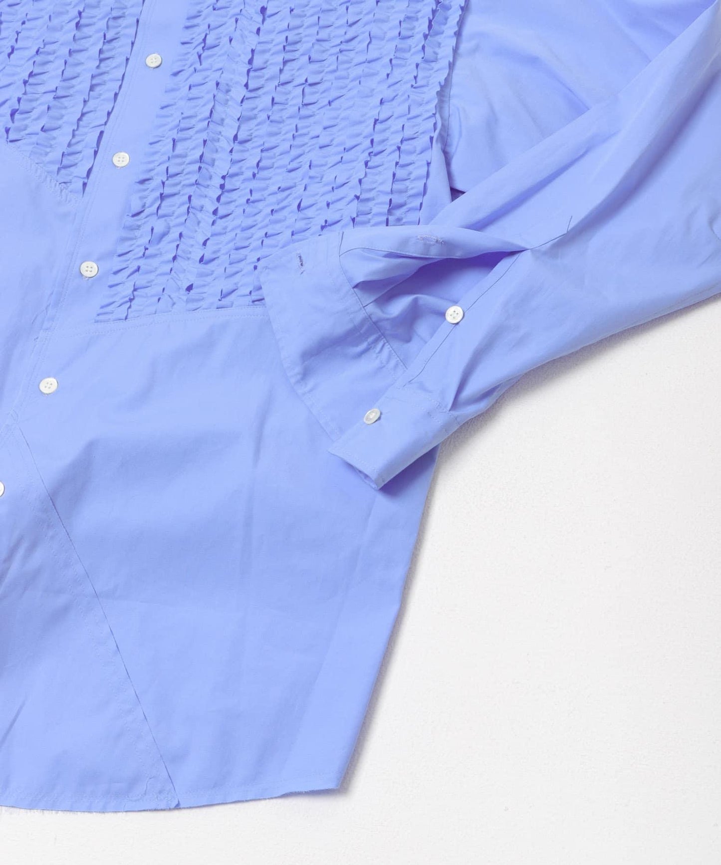 NOMARHYTHM TEXTILE 幾何拼貼荷葉邊襯衫