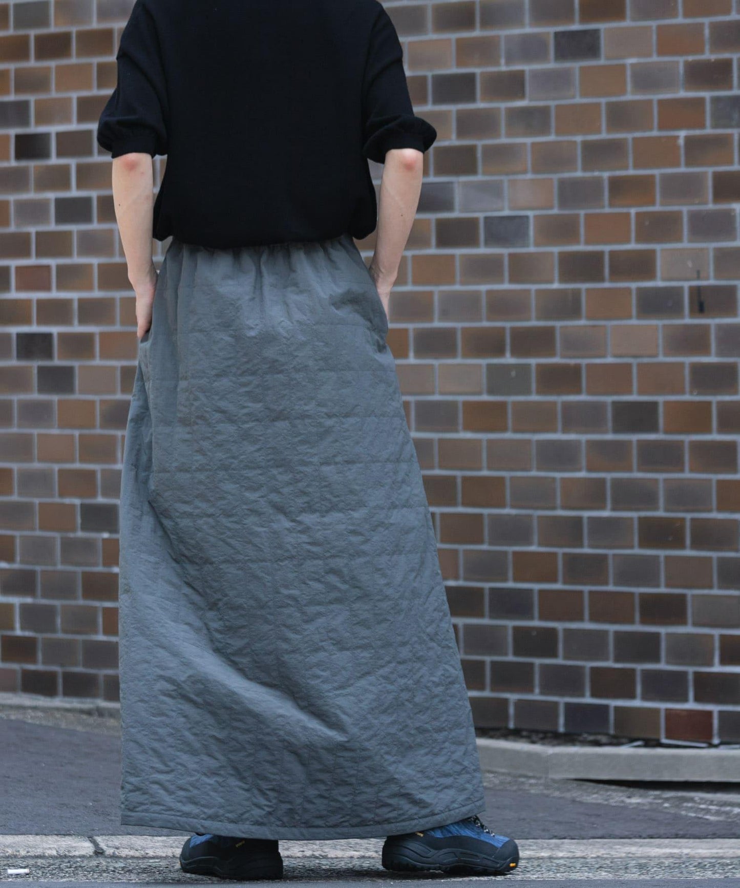 EKAL 格子絎縫半裙 女士 2026FW 尼龍防潑水保暖中棉