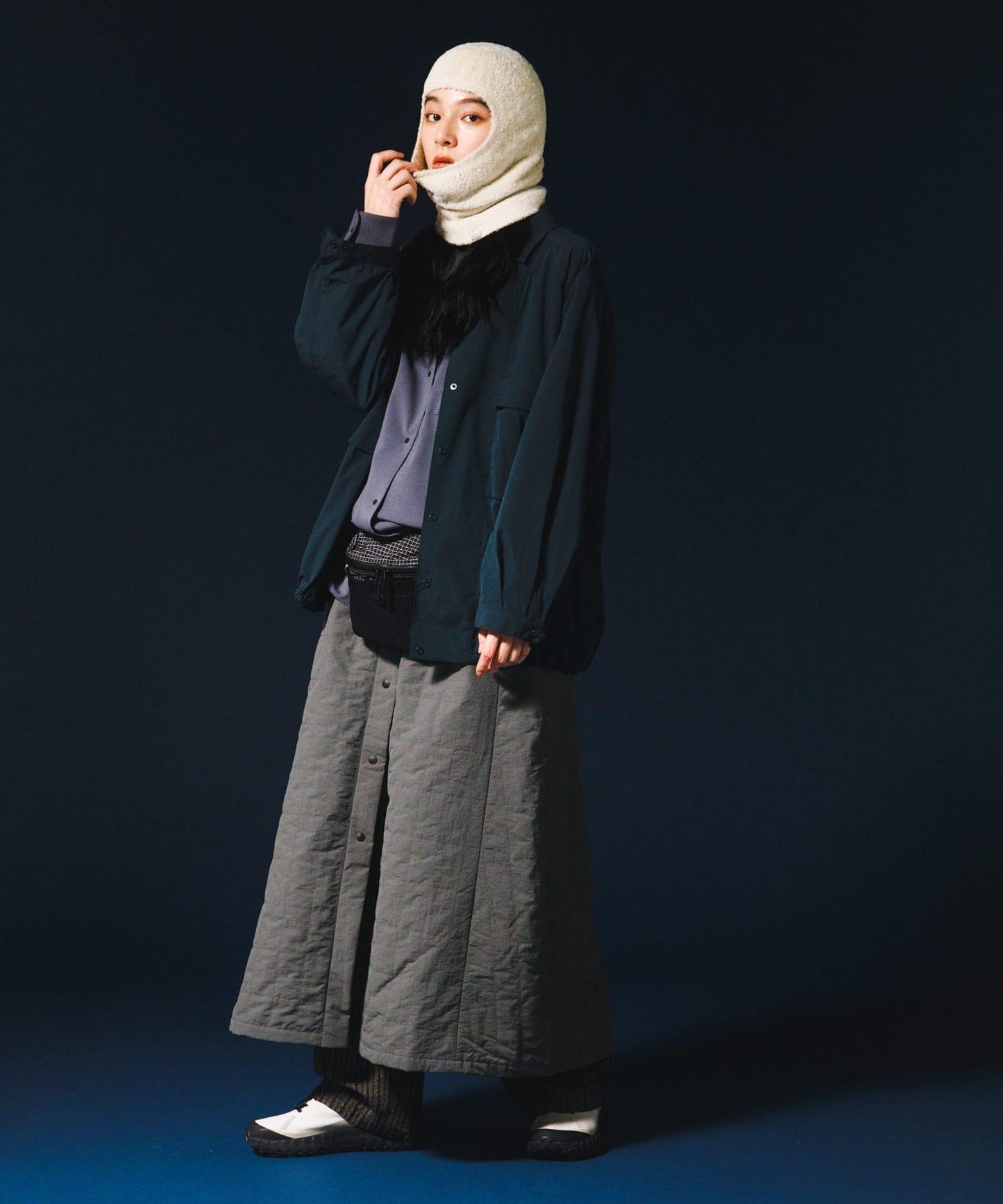 EKAL 格子絎縫半裙 女士 2026FW 尼龍防潑水保暖中棉