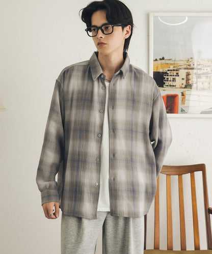 SENSE OF PLACE 經典格紋襯衫 滌棉混紡 男士襯衫