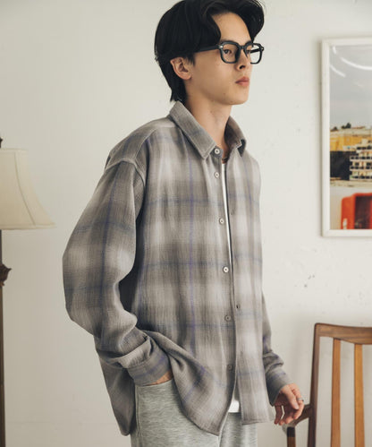 SENSE OF PLACE 經典格紋襯衫 滌棉混紡 男士襯衫