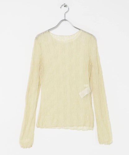 SENSE OF PLACE 透膚感蕾絲拼接上衣 T恤