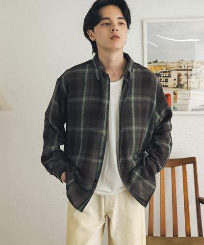 SENSE OF PLACE 經典格紋襯衫 滌棉混紡 男士襯衫