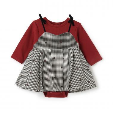 petit main 嬰兒 刺繡連衣裙式連體衣 嬰兒服