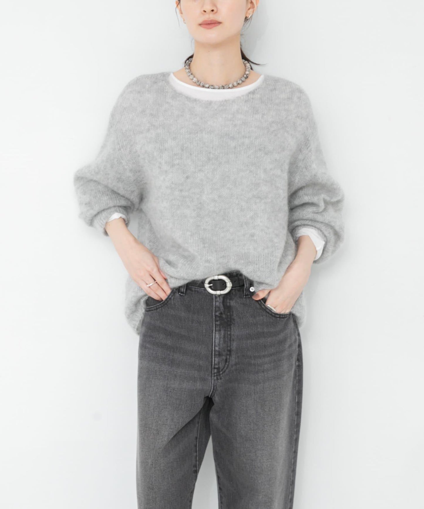 URBAN RESEARCH 羊毛混莫代爾寬鬆針織衫