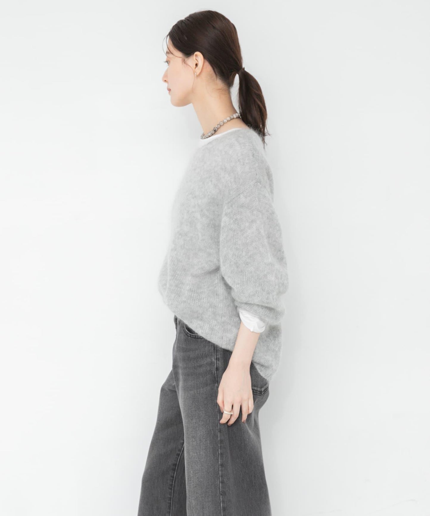 URBAN RESEARCH 羊毛混莫代爾寬鬆針織衫