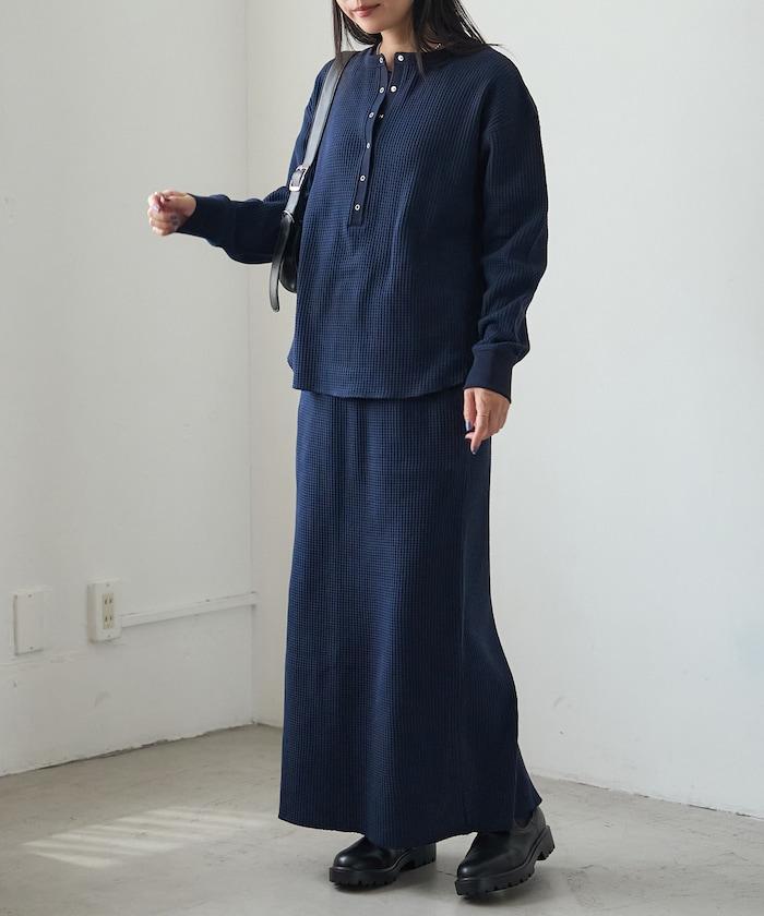 FREAK'S STORE 亨利領長袖T恤 寬鬆 純棉 華夫格 2026秋冬