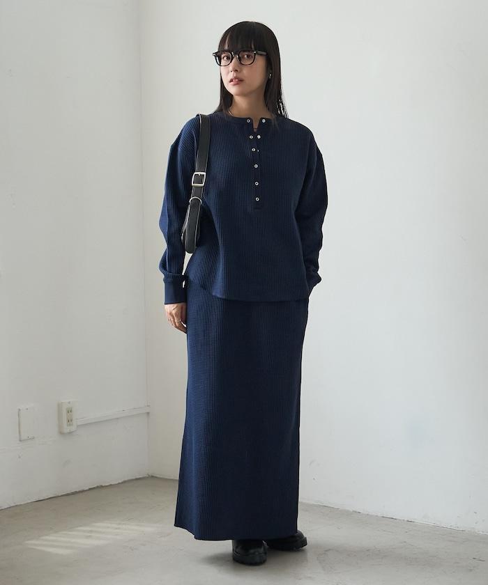 FREAK'S STORE 亨利領長袖T恤 寬鬆 純棉 華夫格 2026秋冬