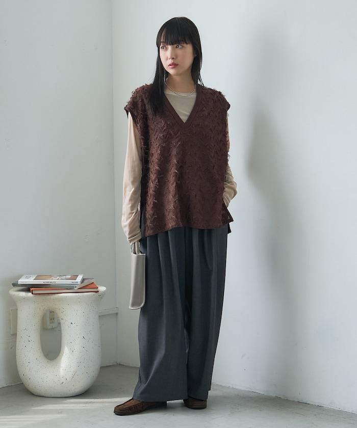 FREAK'S STORE 2026秋冬 V領 寬鬆 針織馬甲 混紡