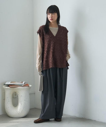 FREAK'S STORE 2026秋冬 V領 寬鬆 針織馬甲 混紡