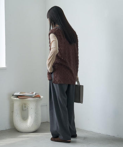 FREAK'S STORE 2026秋冬 V領 寬鬆 針織馬甲 混紡