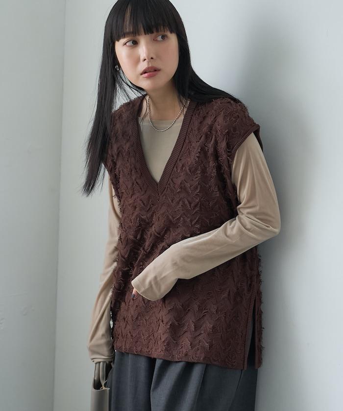 FREAK'S STORE 2026秋冬 V領 寬鬆 針織馬甲 混紡