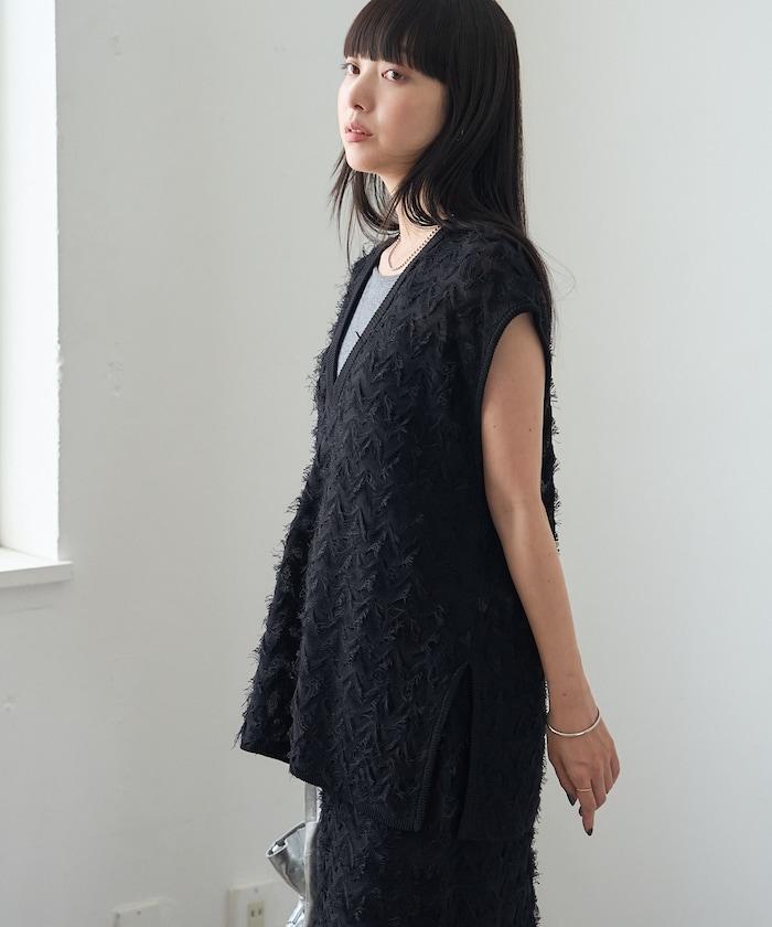 FREAK'S STORE 2026秋冬 V領 寬鬆 針織馬甲 混紡