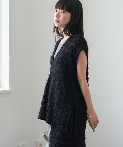 FREAK'S STORE 2026秋冬 V領 寬鬆 針織馬甲 混紡