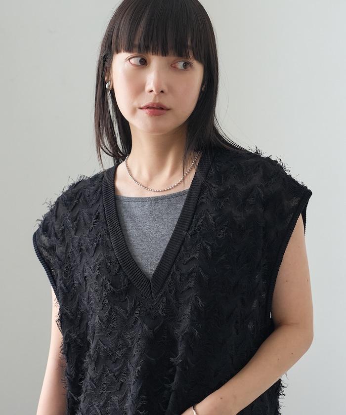 FREAK'S STORE 2026秋冬 V領 寬鬆 針織馬甲 混紡